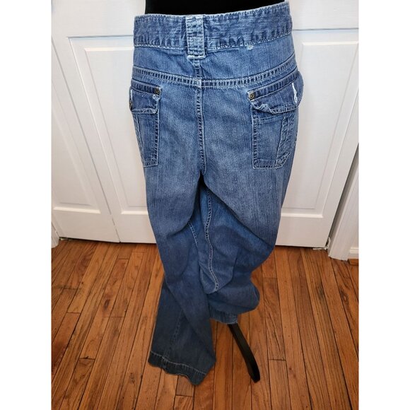 Medium Wash Wide Leg Low rise Jeans  20 y2k Retro American Fall Skater Minimal - Picture 2 of 9